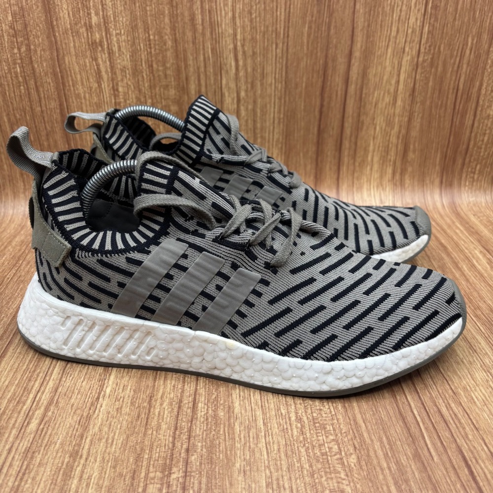 Adidas NMD R2 Primeknit Trace Cargo‎ Mens 10 Olive Black BA7198 Boost Sneakers